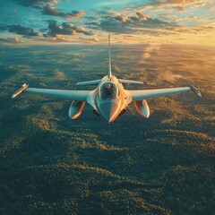 Airplane Flying Over Forest Landscape