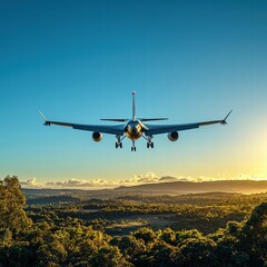 Airplane Flying Over Forest Landscape