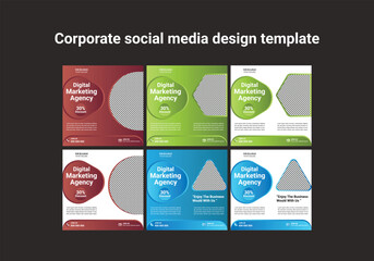 Business marketing agency promotion social media post template. Editable square banner design with place for the photo.