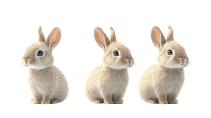Obraz premium 3D Adorable cartoon white Rabbit Set isolated on transparent background