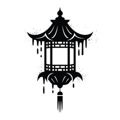 Elegant Black Chinese Lantern Illustration
