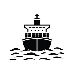 Obraz premium Cargo Ship Icon Maritime Transport and Shipping Vessel