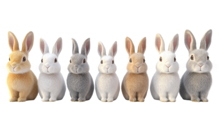 3D Modeled Rabbit Set isolated on a white transparent background
