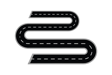 Winding Road Icon Vector Illustration of a Curving Highway