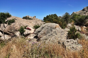 Pink granite rocks near Palau, Gallura, Costa Smeralda, Sardinia, Italy