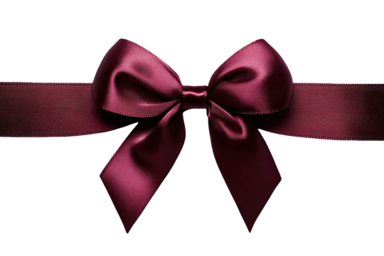 Deep burgundy satin ribbon bow atop a wide band
