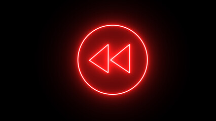 Simple rewind button  with smooth motion on a black background.
