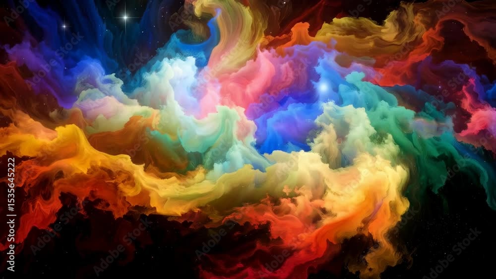 Poster abstract vibrant nebulae swirl against the dark backdrop with vivid clouds of color, creating a surr