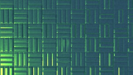 Fototapeta premium Green metallic interlocking rectangular pattern