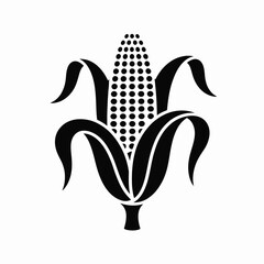 Simple Black and White Corn Illustration