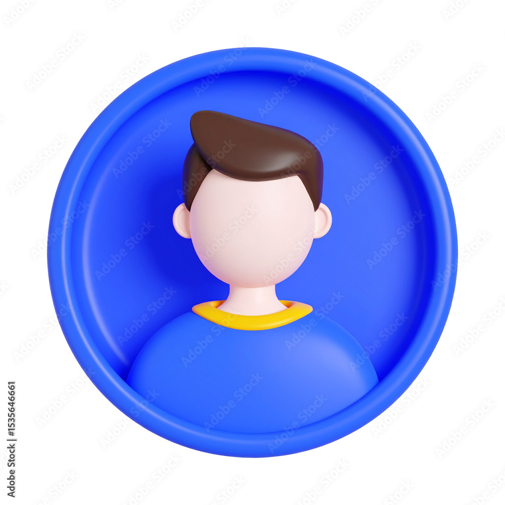 Poster user avatar profile icon 3d render design for social media and website isolated on transparent backg
