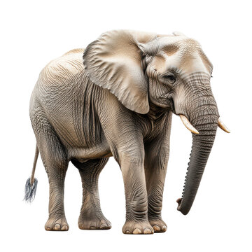 Elephant side view isolated on transparent background, big animel