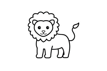 Chibi Lion with Big Head Jungle King Character Line Art