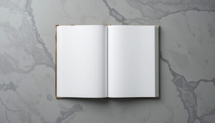 White Hardcover Book Open on Gray Surface Isolated View	

