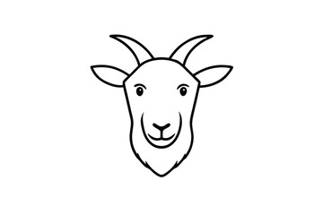 Goat Head Farm Animal with Horns Illustration Line Art
