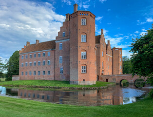 Fototapeta premium old castle in Denmark with a water barrier