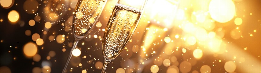 Champagne Glass with Straw and Strawberries on White Background