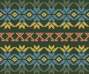 Repetitive geometric pattern in pixel format, featuring a scallop-like motif in soft denim and ocean blue. Ideal for seamless fabric, wrapping paper, or modern ethnic-inspired designs.