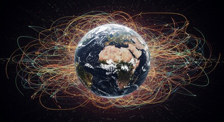 Global Network Gigapixel Imagery: A Futuristic Concept - realm, global connection, data streams, futuristic technology, worldwide network.