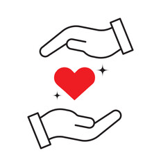 Charity icon. Hand holding heart, love, compassion, giving, support, care, help, charity, kindness, altruism. EPS 10.