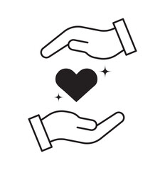 Charity icon. Hand holding heart, love, compassion, giving, support, care, help, charity, kindness, altruism. EPS 10.