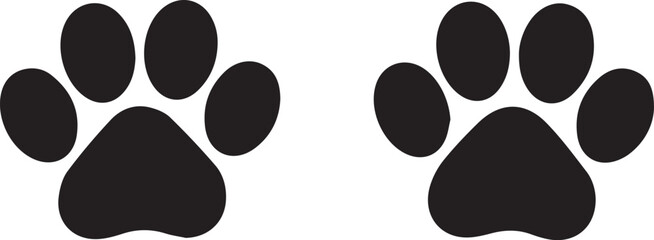 Two Black Paw Prints Isolated on White Background Animal Footprints