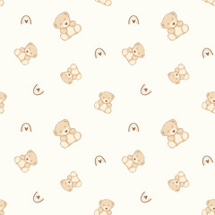 Cute minimal teddy bear children's seamless pattern 