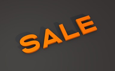 3D text SALE on a gray background. Buying or selling.