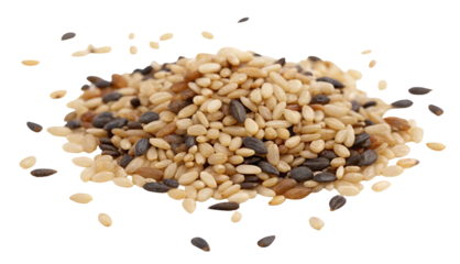 Sesame seeds mix close up macro shot for healthy eating and cooking ingredient food photography image