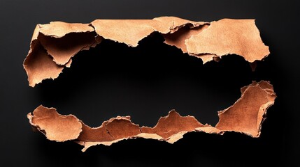 Fototapeta premium Torn paper border with irregular edges revealing dark background for creative design or pastiche projects