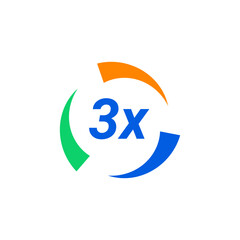 Triple action 3x icon logo badge