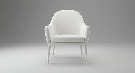 Obraz premium Modern Upholstered White Chair Design - Elegant, minimalist, comfortable, stylish, and contemporary armchair perfect for modern interiors.