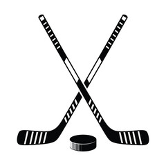 Hockey Sticks and Puck Classic Ice Hockey Icon