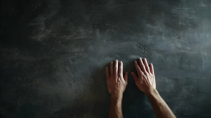 Hands Touching Textured Dark Surface Creating A Sense Of Touch And Texture