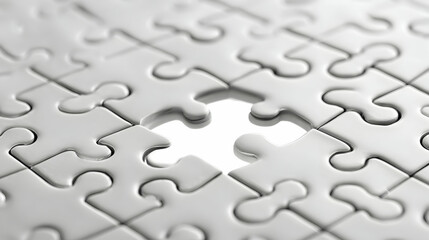 White Puzzle With Missing Piece Representing Concept of Incompletion