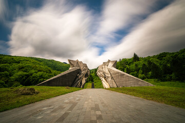 Brutalist memorial to the Battle of Sutjeska in 1943. It is located in the Valley of Heroes (Dolina...