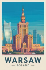 Retro Warsaw Travel Poster