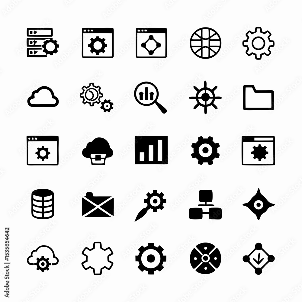 Aufkleber design a set of vibrant, modern icons representing various api integration methods (rest, graphql, s