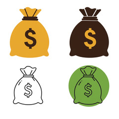 Versatile money bag icons perfect for finance branding design projects needing scalable graphics for logos websites or apps