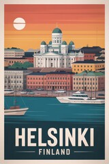 Retro Helsinki Travel Poster