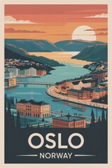 Vintage Oslo Travel Poster