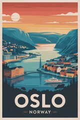 Vintage Oslo Travel Poster