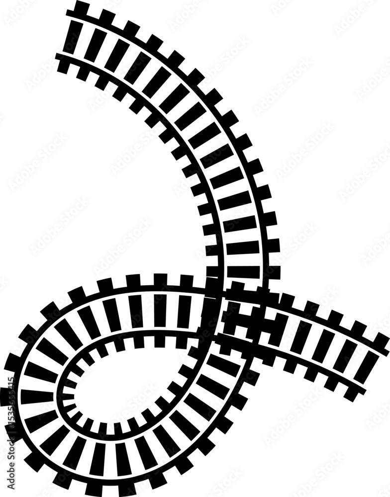 Poster railway train track vector route. rail line, subway map, and railroad elements for game ui and graph
