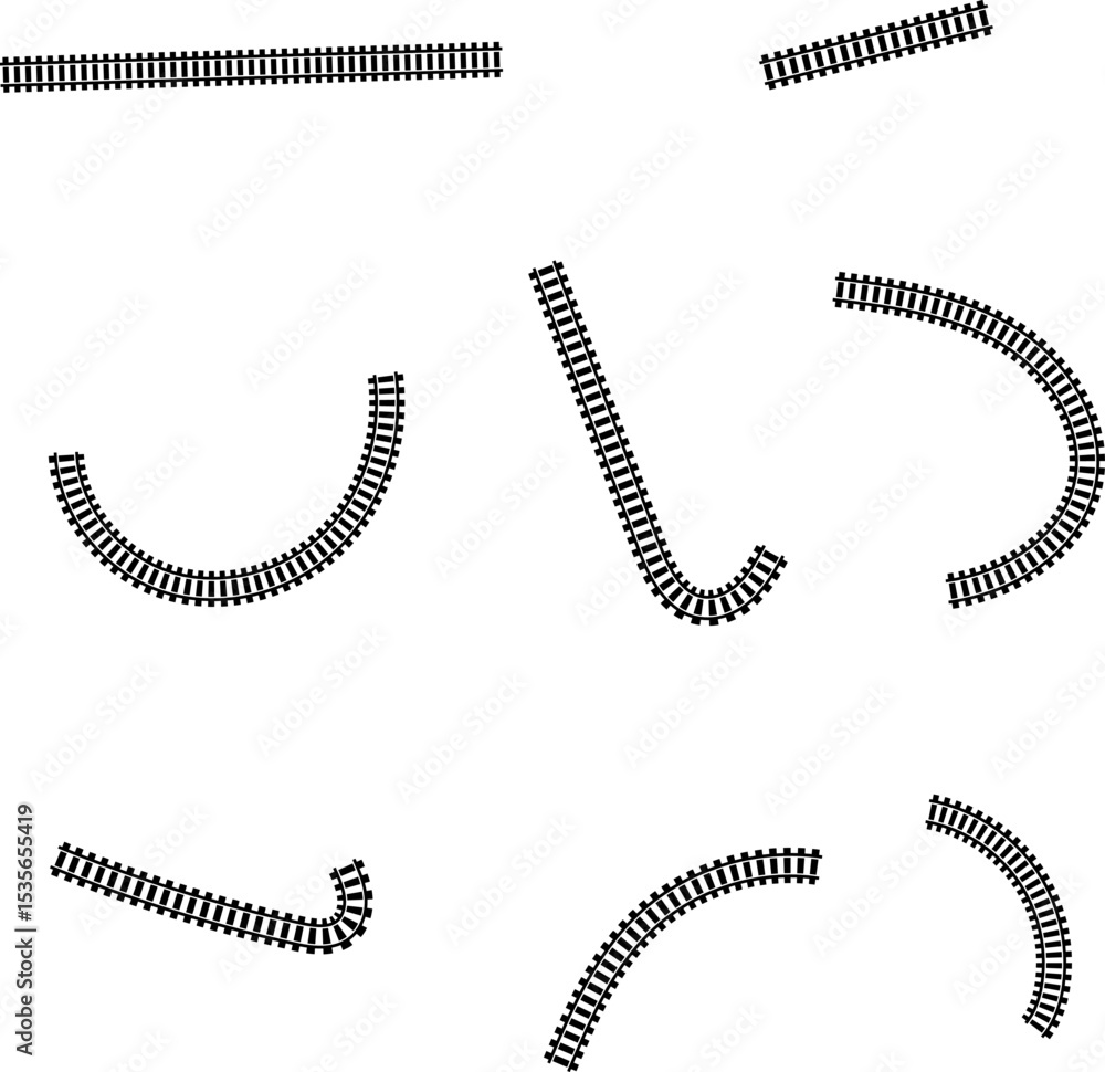 Poster railway train track vector route. rail line, subway map, and railroad elements for game ui and graph