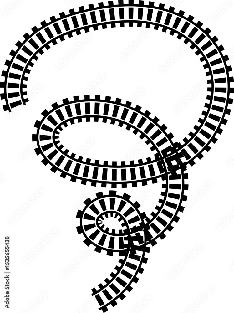 Poster railway train track vector route. rail line, subway map, and railroad elements for game ui and graph