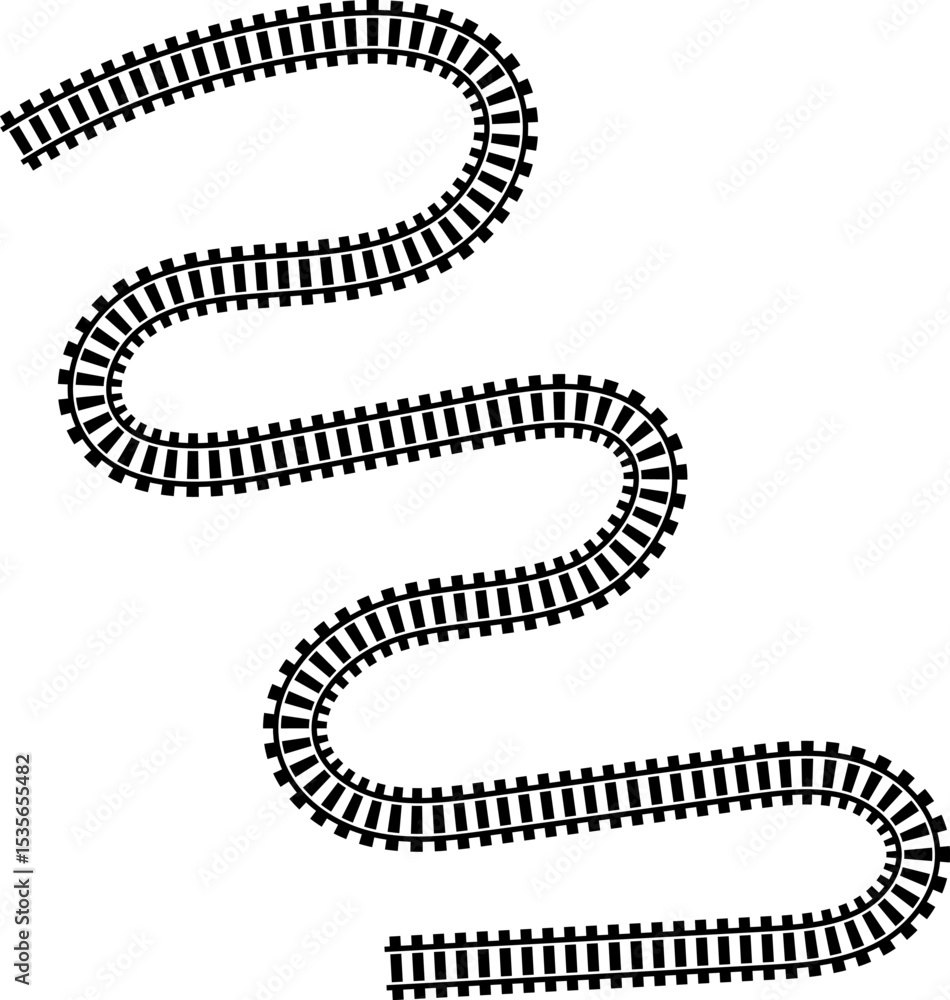 Poster railway train track vector route. rail line, subway map, and railroad elements for game ui and graph