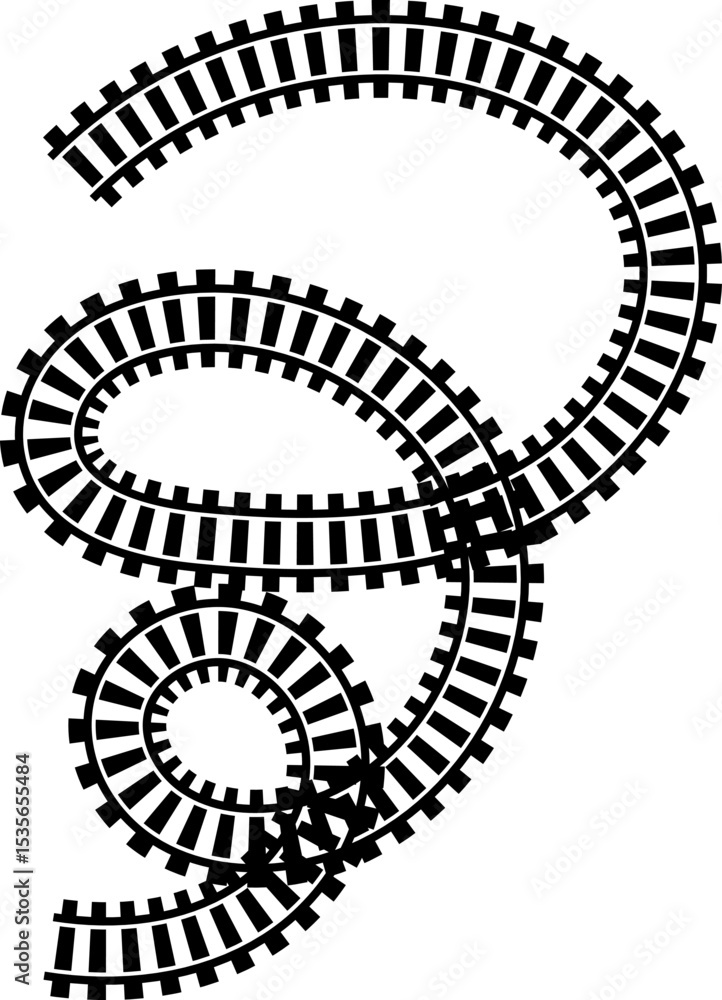 Poster railway train track vector route. rail line, subway map, and railroad elements for game ui and graph