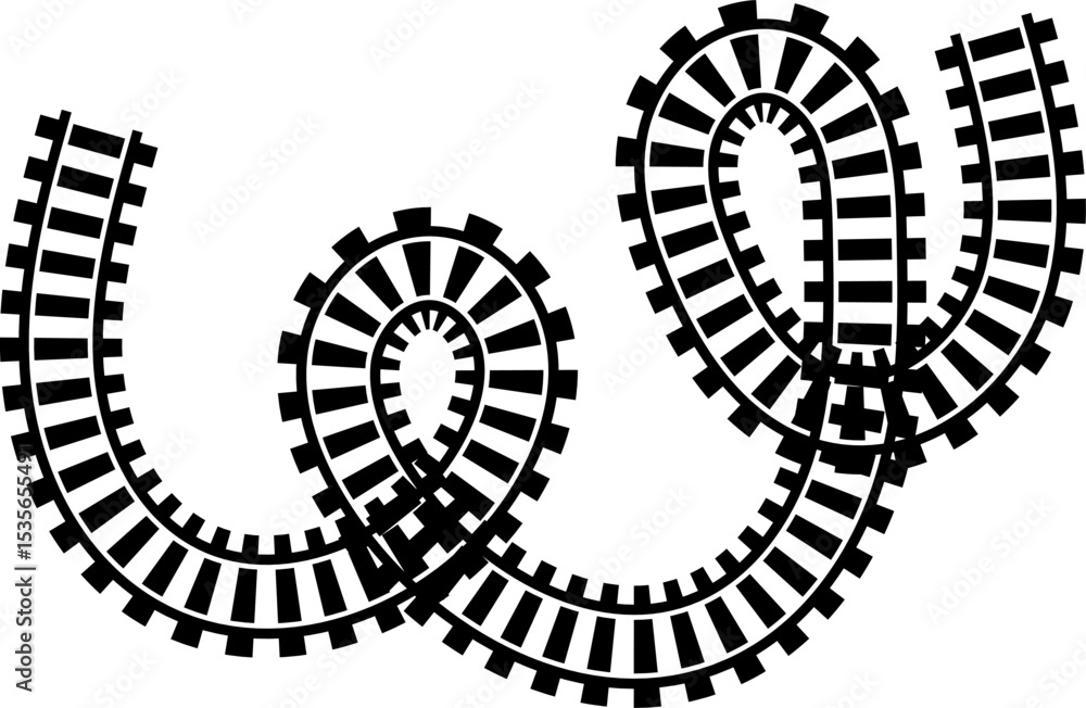 Poster railway train track vector route. rail line, subway map, and railroad elements for game ui and graph