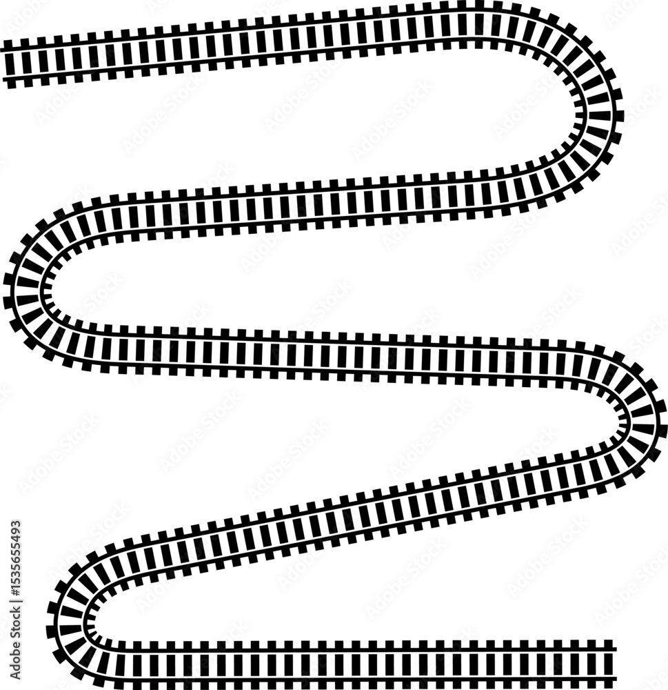 Poster railway train track vector route. rail line, subway map, and railroad elements for game ui and graph