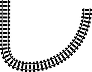 Railway train track vector route. Rail line, subway map, and railroad elements for game UI and graphic design icon set easy to edit. Rail pattern round circular curve railroad path icon